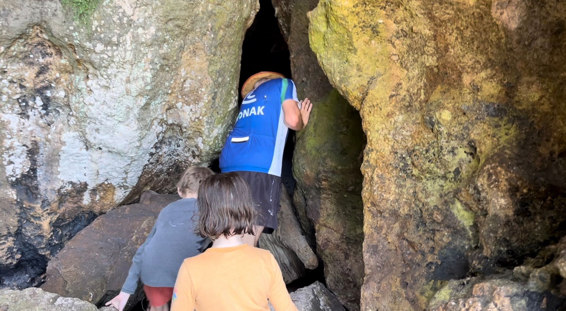 Through a sea cave